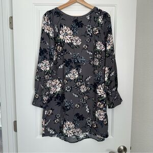LOFT Floral Patterned Dress with Dark Tones